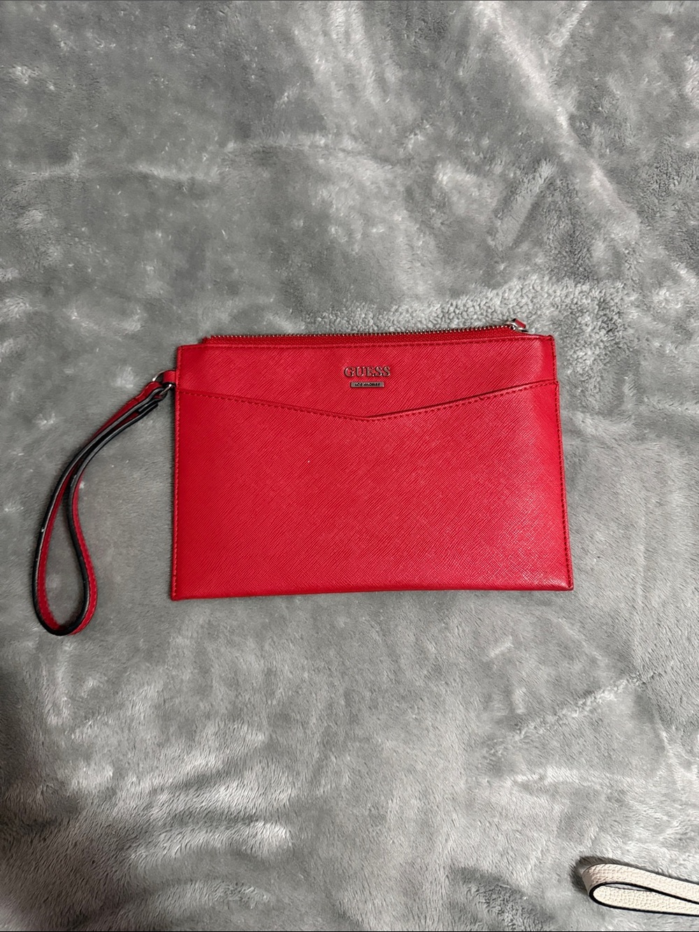 Guess Red Saffiano Leather Wristlet Clutch